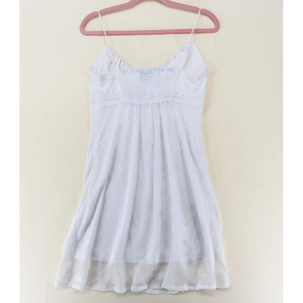Princess Polly Floral Devore Lace Trim Mini Dress Size 8 White LIKE NEW - Picture 2 of 16